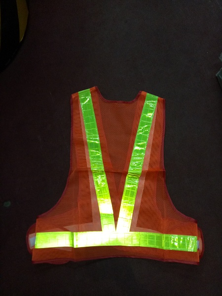 Safety Vest V Shape Orange Netting - Lime Yellow Reflective Tape